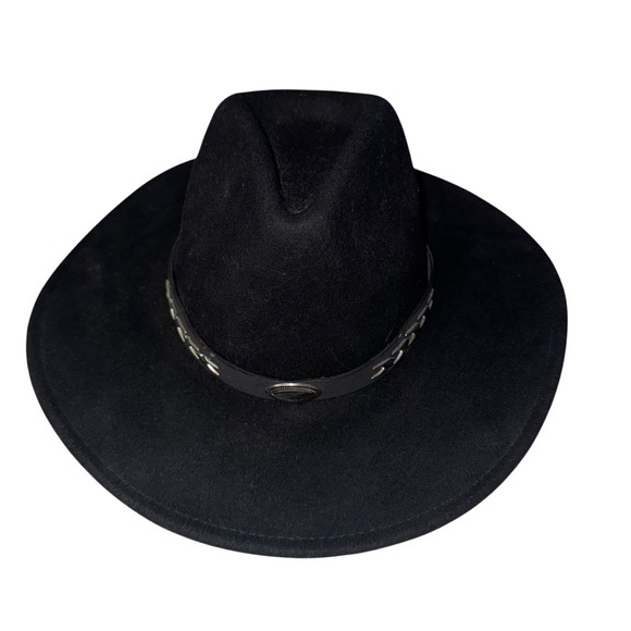 jocobson Accessories - Black Wool Jacobson Cowboy boho Western Hat with‎ Concho Band​